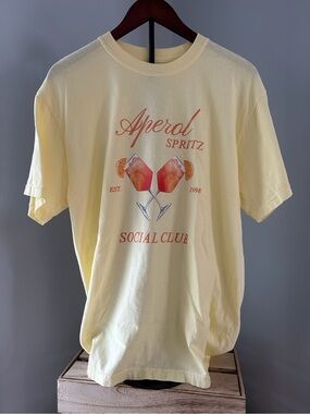 NWOT Aperol Spritz Social Club Yellow Graphic Unisex Tee